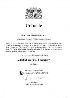 Übersetzerurkunde